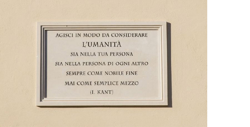 The words of Kant carved in a large plaque in Solomeo